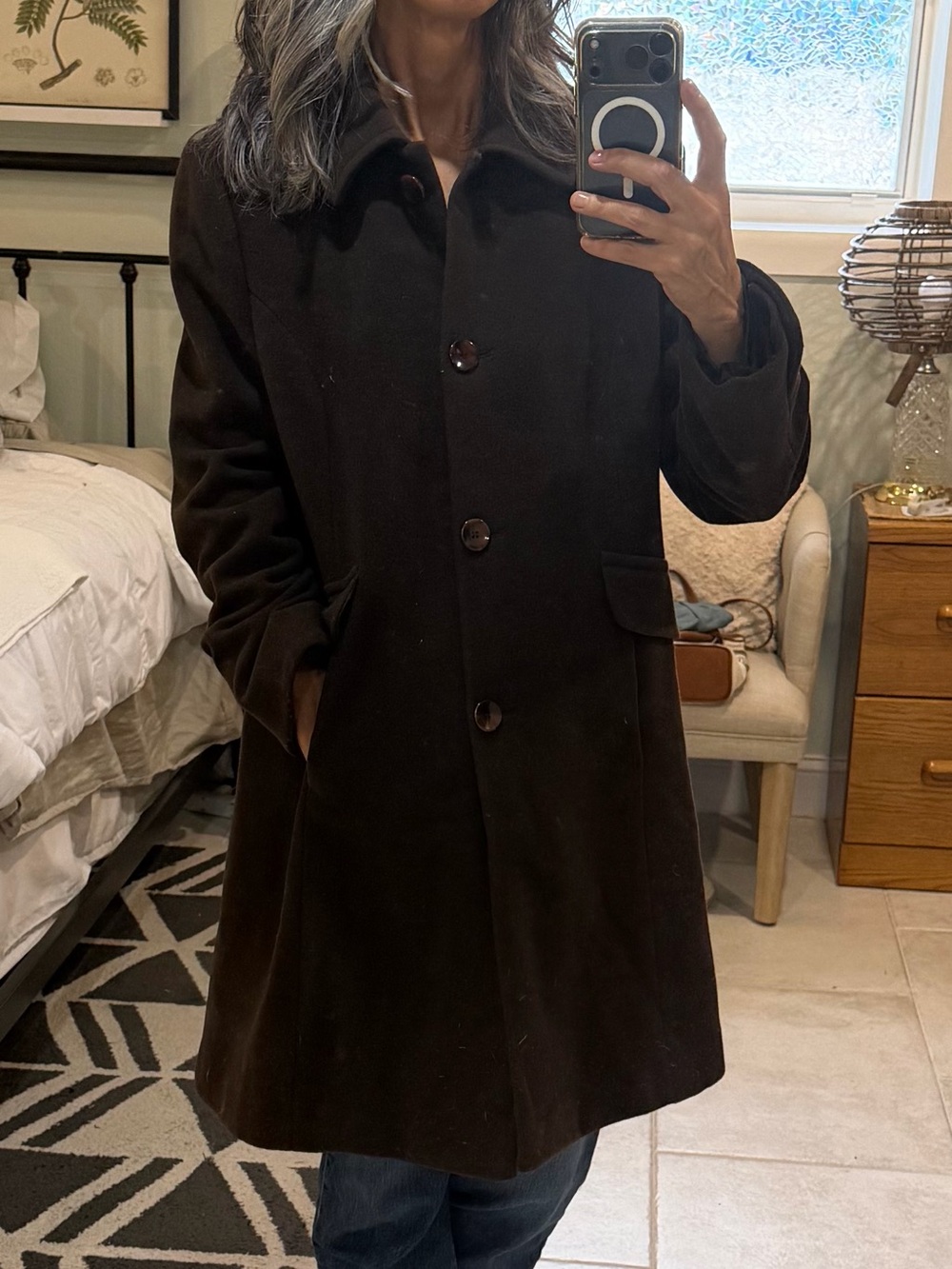 Classic Women's Brown Wool Blend Coat